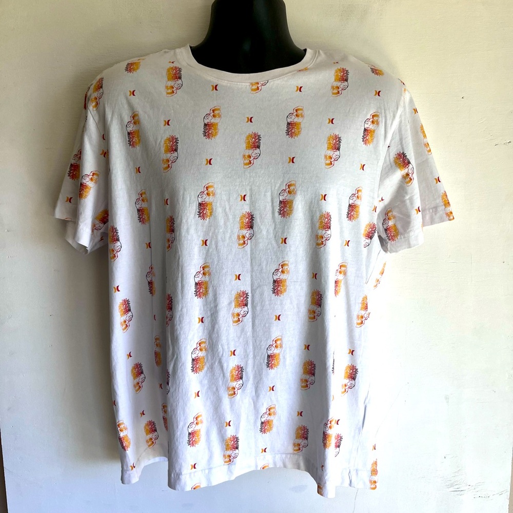 Hurley White and Orange Short Sleeve Tee men’s Large